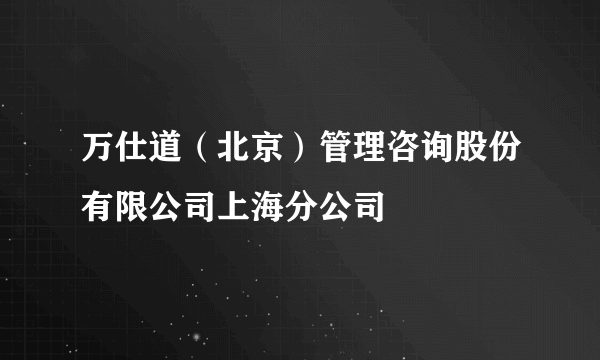 万仕道（北京）管理咨询股份有限公司上海分公司
