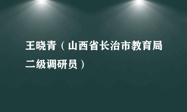 王晓青（山西省长治市教育局二级调研员）