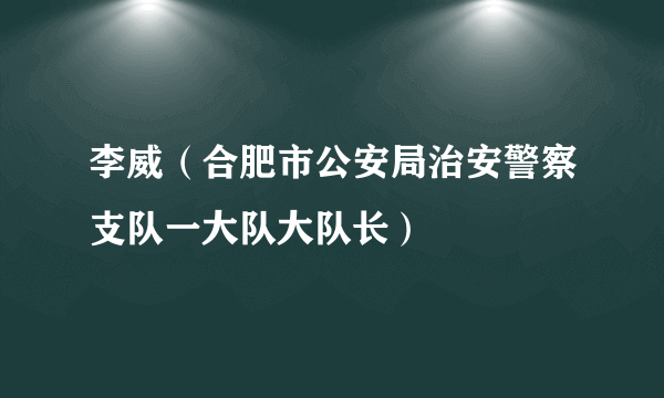 李威（合肥市公安局治安警察支队一大队大队长）