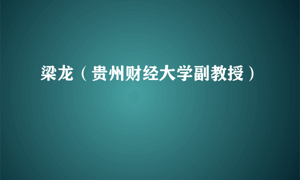 梁龙（贵州财经大学副教授）