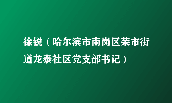 徐锐（哈尔滨市南岗区荣市街道龙泰社区党支部书记）