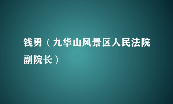 钱勇（九华山风景区人民法院副院长）