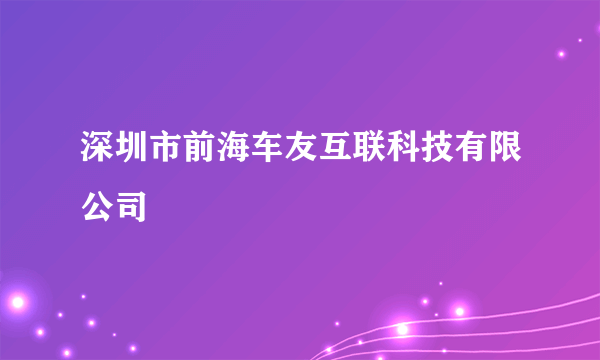 深圳市前海车友互联科技有限公司