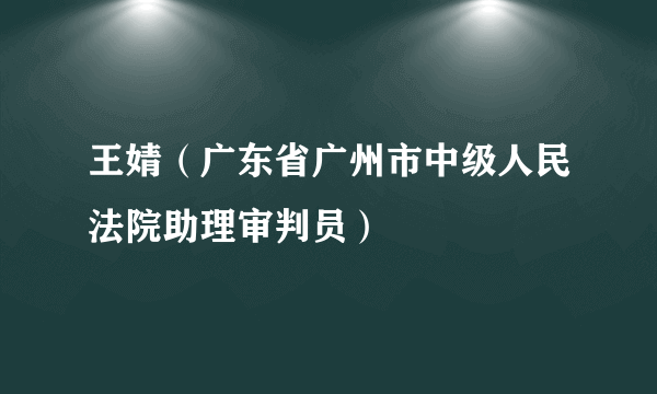 王婧（广东省广州市中级人民法院助理审判员）