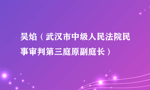 吴焰（武汉市中级人民法院民事审判第三庭原副庭长）