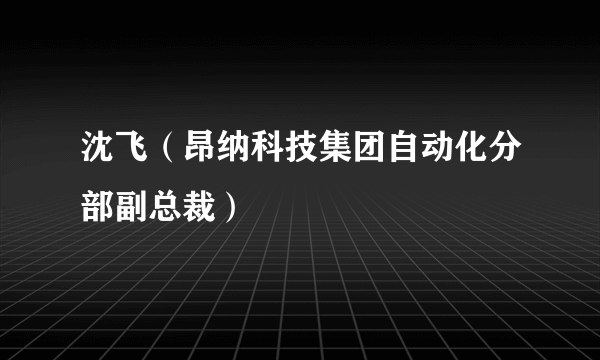 沈飞（昂纳科技集团自动化分部副总裁）