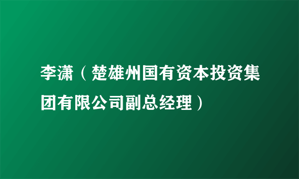 李潇（楚雄州国有资本投资集团有限公司副总经理）