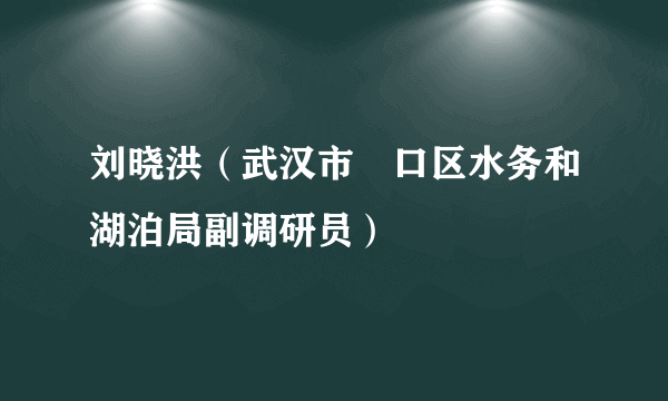 刘晓洪（武汉市硚口区水务和湖泊局副调研员）