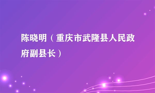 陈晓明（重庆市武隆县人民政府副县长）