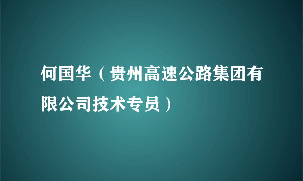 何国华（贵州高速公路集团有限公司技术专员）