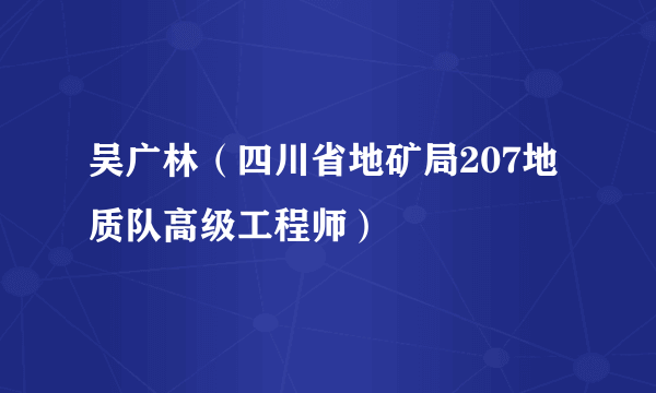 吴广林（四川省地矿局207地质队高级工程师）