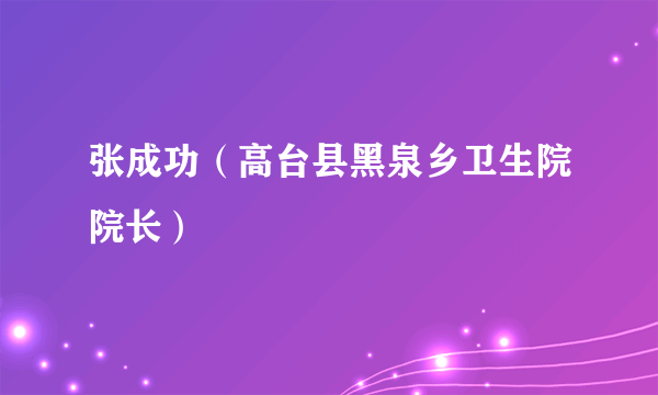 张成功（高台县黑泉乡卫生院院长）