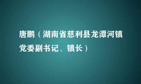 唐鹏（湖南省慈利县龙潭河镇党委副书记、镇长）