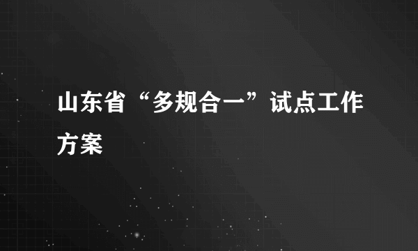 山东省“多规合一”试点工作方案