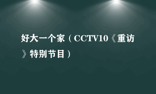 好大一个家（CCTV10《重访》特别节目）