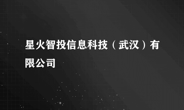 星火智投信息科技（武汉）有限公司