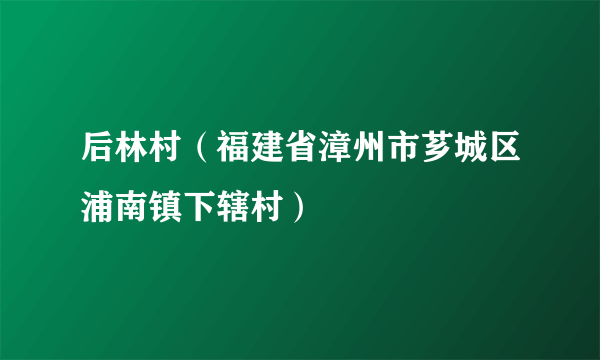 后林村（福建省漳州市芗城区浦南镇下辖村）