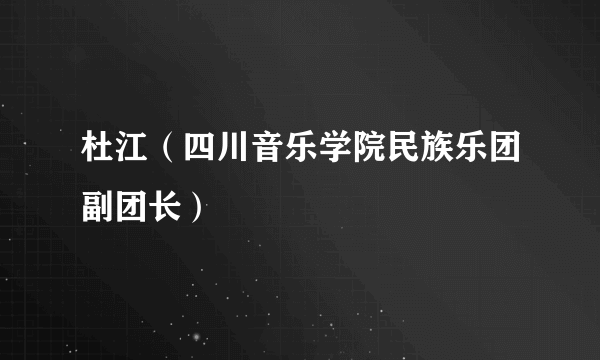 杜江（四川音乐学院民族乐团副团长）