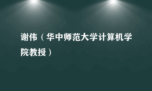 谢伟（华中师范大学计算机学院教授）