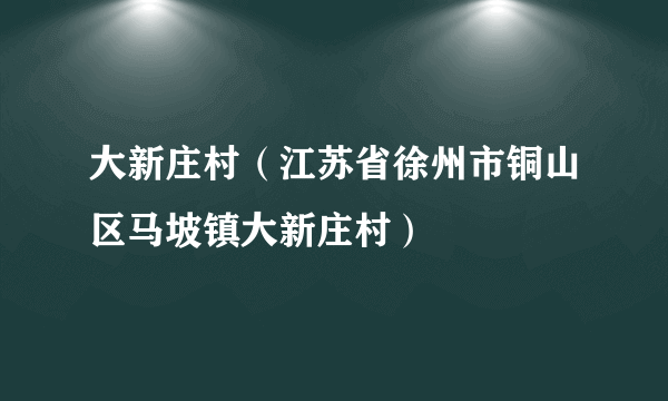 大新庄村（江苏省徐州市铜山区马坡镇大新庄村）