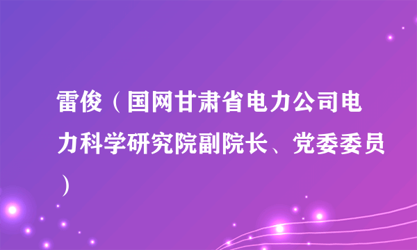 雷俊（国网甘肃省电力公司电力科学研究院副院长、党委委员）