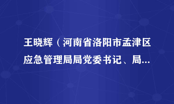 王晓辉（河南省洛阳市孟津区应急管理局局党委书记、局长，县安委会副主任、安委办主任，局党支部书记）