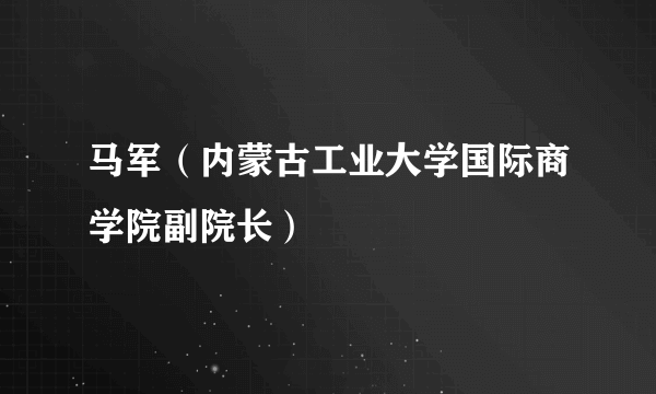 马军（内蒙古工业大学国际商学院副院长）
