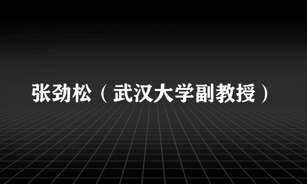 张劲松（武汉大学副教授）