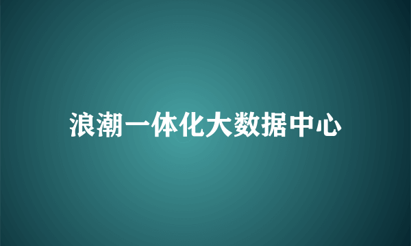 浪潮一体化大数据中心
