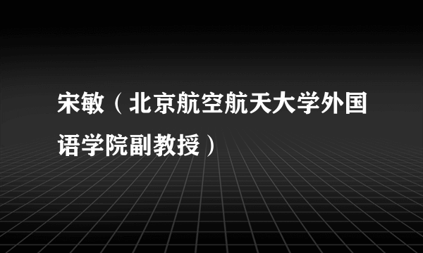 宋敏（北京航空航天大学外国语学院副教授）