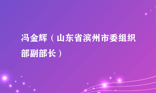 冯金辉（山东省滨州市委组织部副部长）