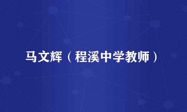 马文辉（程溪中学教师）