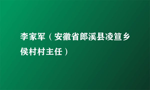 李家军（安徽省郎溪县凌笪乡侯村村主任）