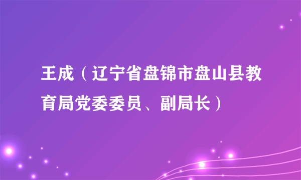 王成（辽宁省盘锦市盘山县教育局党委委员、副局长）