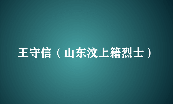 王守信（山东汶上籍烈士）