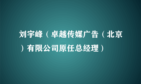 刘宇峰（卓越传媒广告（北京）有限公司原任总经理）