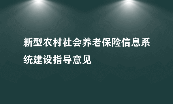 新型农村社会养老保险信息系统建设指导意见