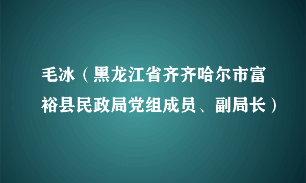 毛冰（黑龙江省齐齐哈尔市富裕县民政局党组成员、副局长）