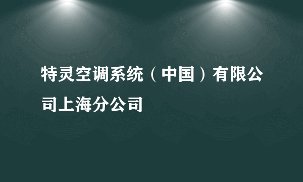 特灵空调系统（中国）有限公司上海分公司