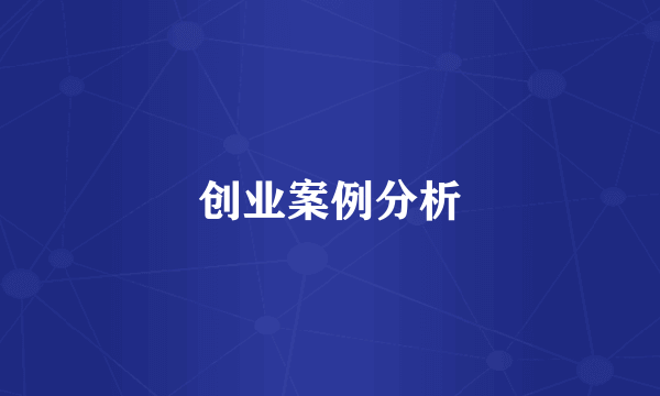 创业案例分析
