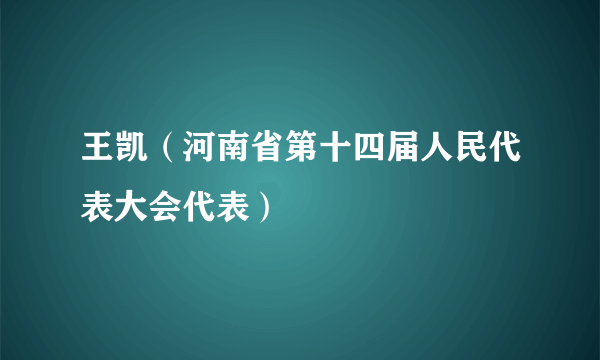 王凯（河南省第十四届人民代表大会代表）