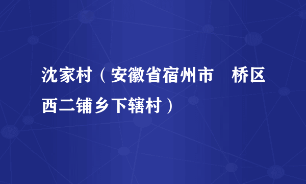 沈家村（安徽省宿州市埇桥区西二铺乡下辖村）