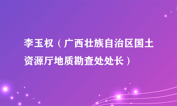 李玉权（广西壮族自治区国土资源厅地质勘查处处长）