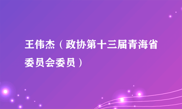 王伟杰（政协第十三届青海省委员会委员）