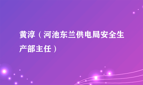 黄淳（河池东兰供电局安全生产部主任）