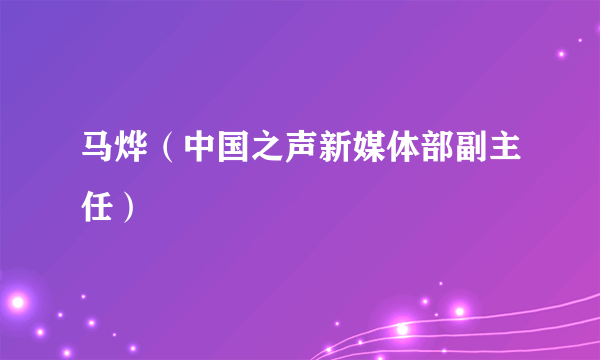 马烨（中国之声新媒体部副主任）