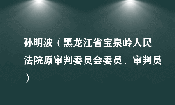 孙明波（黑龙江省宝泉岭人民法院原审判委员会委员、审判员）