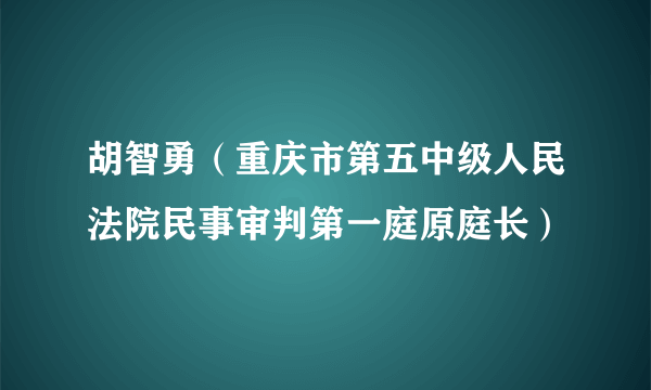 胡智勇（重庆市第五中级人民法院民事审判第一庭原庭长）