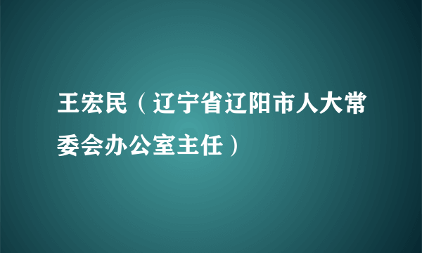 王宏民（辽宁省辽阳市人大常委会办公室主任）