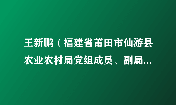 王新鹏（福建省莆田市仙游县农业农村局党组成员、副局长、副主任）